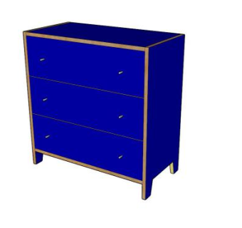 宜家蓝色斗柜SU模型下载_sketchup草图大师SKP模型