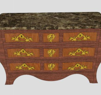 路易十五风格的抽屉柜SU模型下载_sketchup草图大师SKP模型