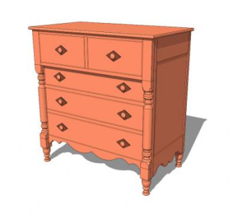 1840年代的枫木梳妆台SU模型下载_sketchup草图大师SKP模型