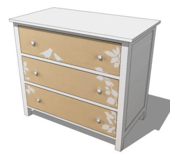儿童简约抽屉柜SU模型下载_sketchup草图大师SKP模型