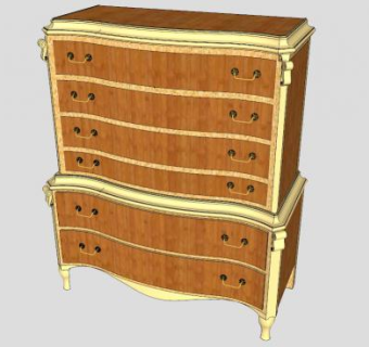 法式高贵斗柜SU模型下载_sketchup草图大师SKP模型