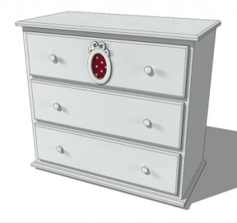 三个大抽屉木柜SU模型下载_sketchup草图大师SKP模型