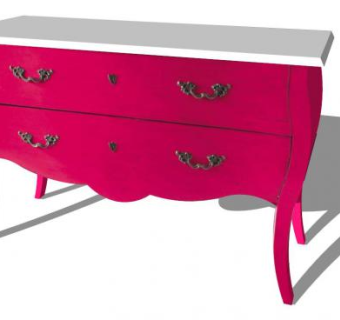 粉红色的梳妆台SU模型下载_sketchup草图大师SKP模型