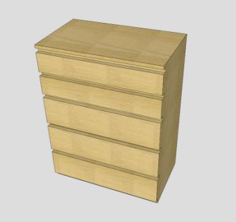 宜家5个抽屉斗柜SU模型下载_sketchup草图大师SKP模型