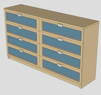 宜家8个抽屉柜SU模型下载_sketchup草图大师SKP模型