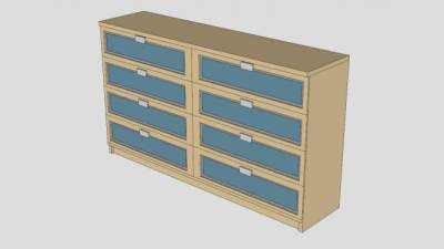 宜家8个抽屉柜SU模型下载_sketchup草图大师SKP模型