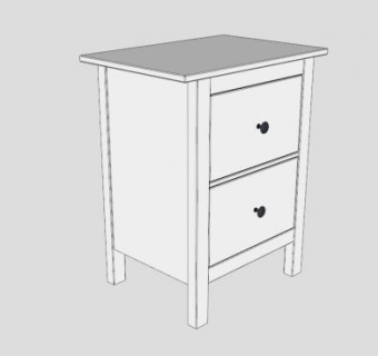 白色2个抽屉的柜子SU模型下载_sketchup草图大师SKP模型
