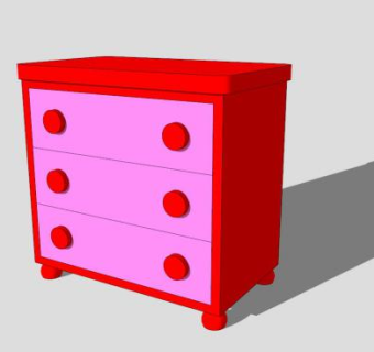 宜家红色斗柜SU模型下载_sketchup草图大师SKP模型