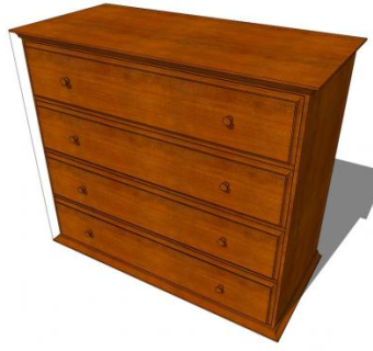 实木简约抽屉柜SU模型下载_sketchup草图大师SKP模型