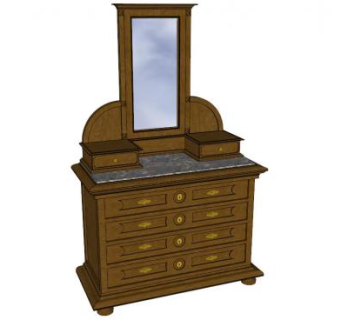 榆木古典抽屉柜SU模型下载_sketchup草图大师SKP模型