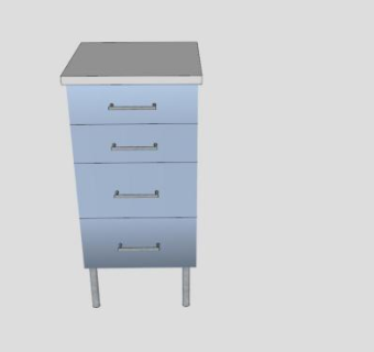 宜家蓝色小型斗柜SU模型下载_sketchup草图大师SKP模型