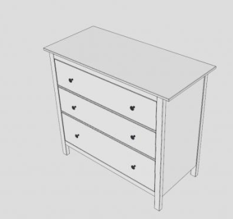 白色的抽屉的斗柜SU模型下载_sketchup草图大师SKP模型