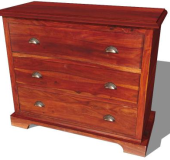 蜜糖色木材五斗橱SU模型下载_sketchup草图大师SKP模型