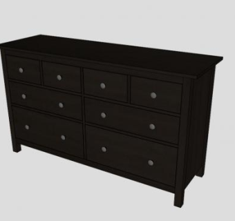 黑褐色8个抽屉柜SU模型下载_sketchup草图大师SKP模型