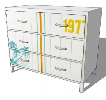 白色木制梳妆台SU模型下载_sketchup草图大师SKP模型