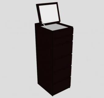 6个抽屉柜棕褐色SU模型下载_sketchup草图大师SKP模型