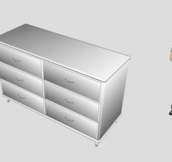灰色6个抽屉的斗柜SU模型下载_sketchup草图大师SKP模型