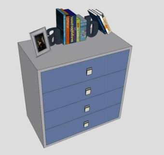 蓝色五斗橱SU模型下载_sketchup草图大师SKP模型