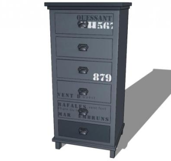 蓝色木制斗柜SU模型下载_sketchup草图大师SKP模型