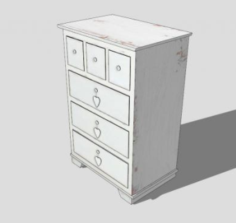 白色木制情人节斗柜SU模型下载_sketchup草图大师SKP模型