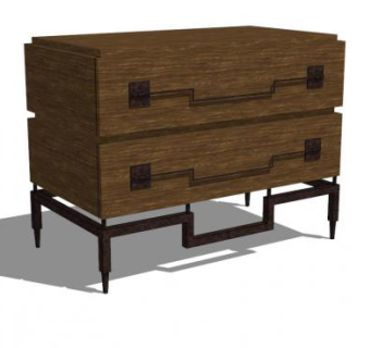 芒果木头斗柜SU模型下载_sketchup草图大师SKP模型