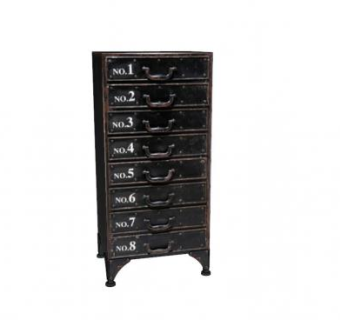 复古八个抽屉斗柜SU模型下载_sketchup草图大师SKP模型