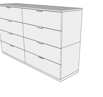 白色8个抽屉斗柜SU模型下载_sketchup草图大师SKP模型