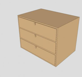 宜家木材斗柜SU模型下载_sketchup草图大师SKP模型