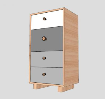 小型现代五斗橱SU模型下载_sketchup草图大师SKP模型