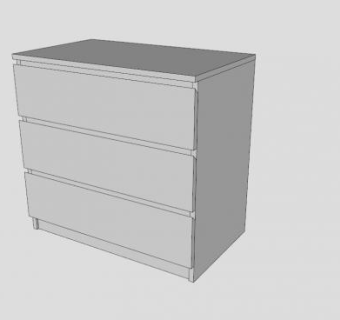白色3个抽屉的柜子SU模型下载_sketchup草图大师SKP模型