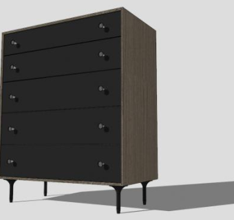 现代五屉梳妆台SU模型下载_sketchup草图大师SKP模型