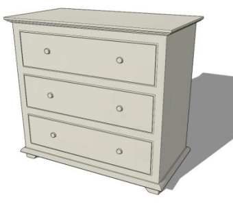 灰褐色的梳妆台SU模型下载_sketchup草图大师SKP模型