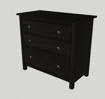 黑褐色3个抽屉的斗柜SU模型下载_sketchup草图大师SKP模型