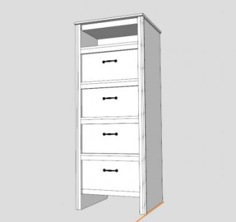 宜家4抽屉柜白色SU模型下载_sketchup草图大师SKP模型