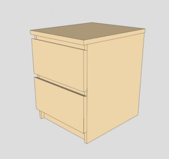 宜家黄色小型斗柜SU模型下载_sketchup草图大师SKP模型