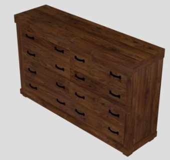 希尔顿8个抽屉梳妆台SU模型下载_sketchup草图大师SKP模型