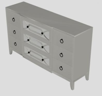 尼古拉斯9抽屉梳妆台SU模型下载_sketchup草图大师SKP模型