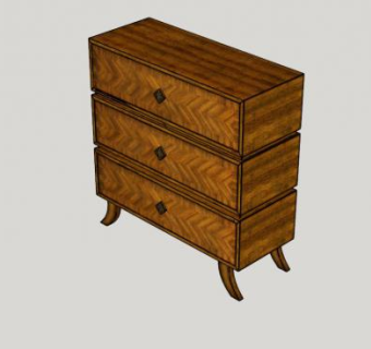 棕色饰面抽屉柜SU模型下载_sketchup草图大师SKP模型