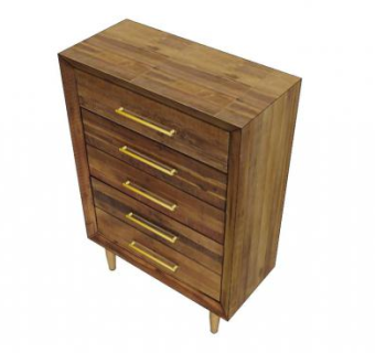 回收松木5个抽屉梳妆台SU模型下载_sketchup草图大师SKP模型