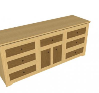 带7个抽屉的简单现代梳妆台SU模型下载_sketchup草图大师SKP模型