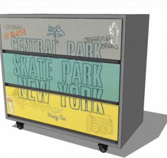 小孩的抽屉柜SU模型下载_sketchup草图大师SKP模型