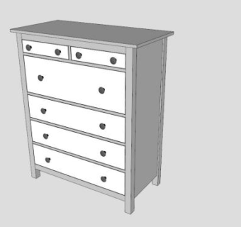 6个抽屉柜SU模型下载_sketchup草图大师SKP模型
