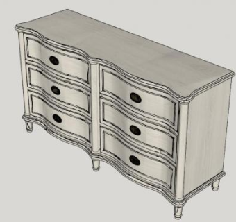 6抽屉梳妆台SU模型下载_sketchup草图大师SKP模型