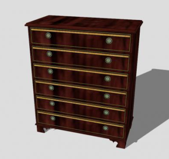 黑褐色五斗橱SU模型下载_sketchup草图大师SKP模型