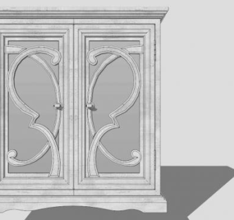 灰色高档五斗橱SU模型下载_sketchup草图大师SKP模型