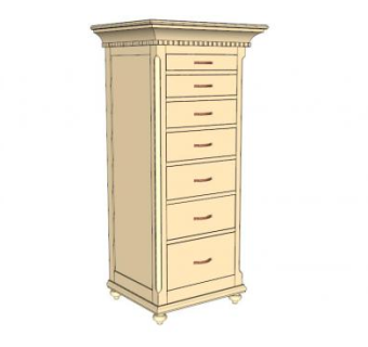 黄色七个抽屉柜SU模型下载_sketchup草图大师SKP模型