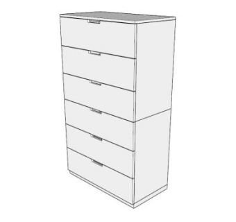 6个抽屉白色现代斗柜SU模型下载_sketchup草图大师SKP模型