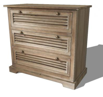 现代木制3个抽屉斗柜SU模型下载_sketchup草图大师SKP模型