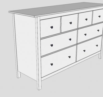 8个抽屉白色柜子SU模型下载_sketchup草图大师SKP模型
