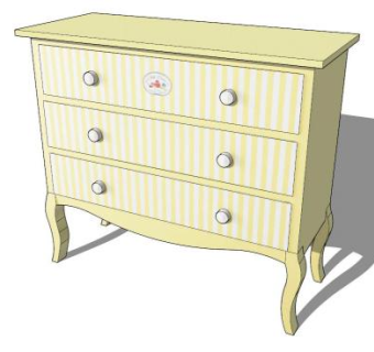 黄色小孩的抽屉柜SU模型下载_sketchup草图大师SKP模型